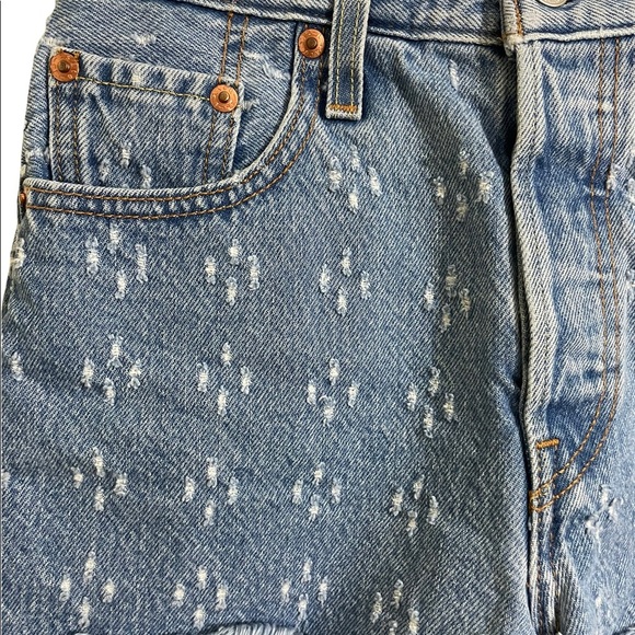 Levi’s 501 Highrise denim shorts Dottie blue gray hem. Button fly. Size25 - Picture 3 of 12